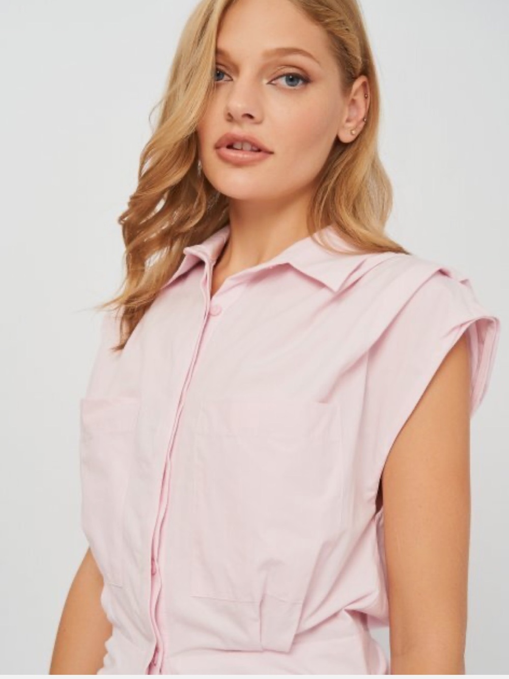 ZARA POPLIN DRESS WITH GATHERED DETAIL PINK 100% COTTON SIZE small - Picture 5 of 16